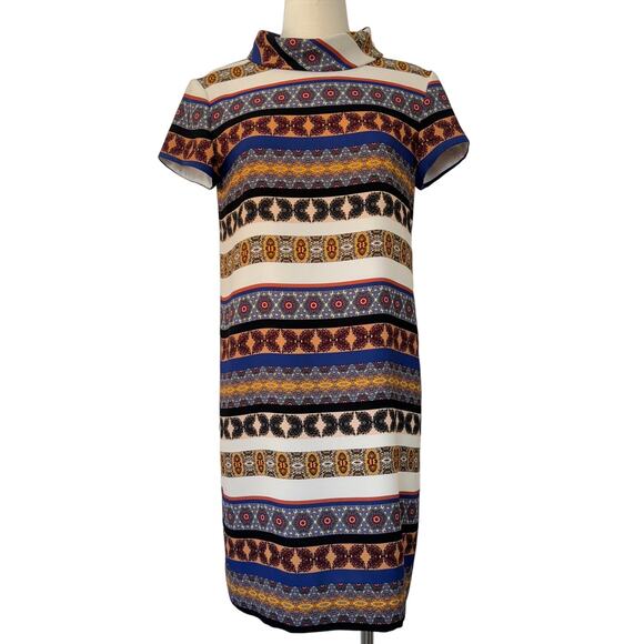 Sara Campbell Striped Geometric Shift Dress Short-Sleeve | Size 6 - Picture 1 of 8